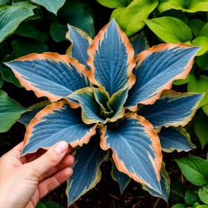 Хоста Океан Вью купить по цене от 960р. в интернет-магазине «Посадика» с доставкой почтой в в Дубнае и по всей России – [изображение №1].